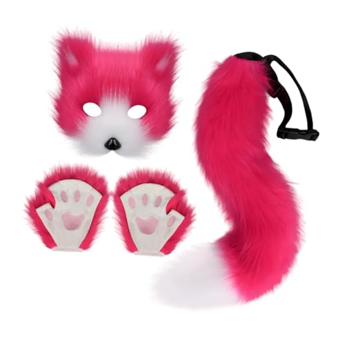 kowaku Cosplay-Kostüm-Set, Halloween-Tuch, weiches Dekor mit Maske, Handschuhen, Schwanz für Party kowaku Cosplay-Kostüm-Set, Halloween-Tuch, weiches Dekor mit Maske, Handschuhen, Schwanz für Party von kowaku