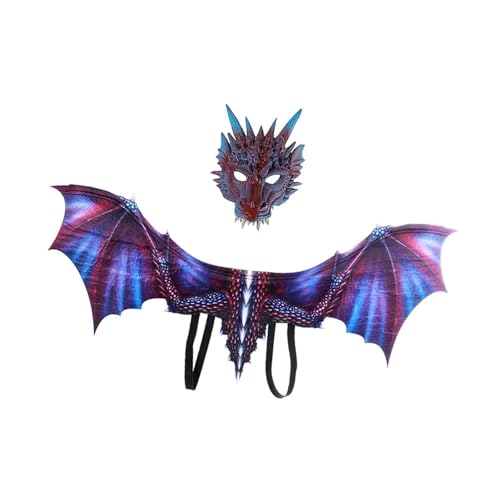 kowaku Drachenkostüm für Erwachsene, Verkleidung, Rollenspiel, Dinosaurierflügel und Maske für Männer und Frauen, LILA kowaku Drachenkostüm für Erwachsene, Verkleidung, Rollenspiel, Dinosaurierflügel und Maske für Männer und Frauen, LILA von kowaku