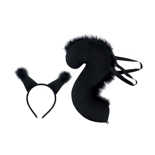 kowaku Eichhörnchen-Ohren und Schwanz-Set, Cosplay-Haarreif für Maskerade, Halloween, Geburtstag, Schwarz kowaku Eichhörnchen-Ohren und Schwanz-Set, Cosplay-Haarreif für Maskerade, Halloween, Geburtstag, Schwarz von kowaku
