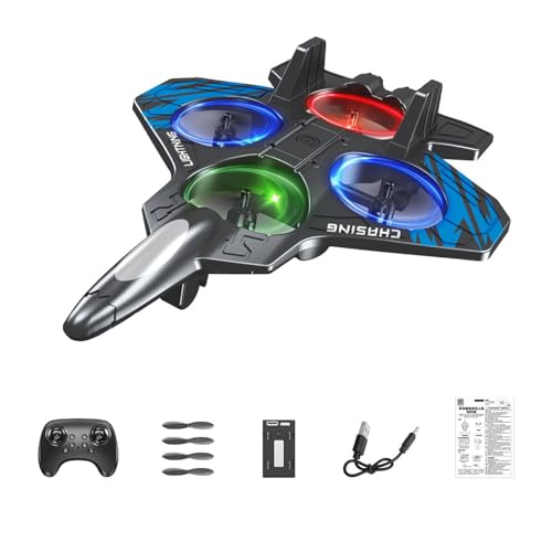 kowaku Ferngesteuertes Flugzeug, Kampfflugzeugmodell, Rolle, wasserdicht, 6 Kanäle, wiederaufladbar, für und Erwachsene von 8–16 Jahren, Blaue Einzelbatterie von kowaku