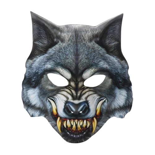 kowaku Gruselige Maske, Wolfskopfmaske, langlebig, gruseliges Wolfskostüm, Wolfskopf-Cosplay-Maske für Halloween, Festival, Neuheit, Zubehör, Spielzeug von kowaku