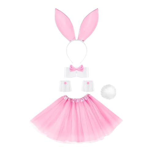kowaku Häschen-Kostüm-Set, Foto-Requisiten, Haarreif für Karneval, Verkleidungen, Rosa von kowaku