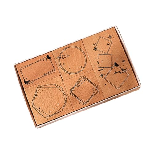 kowaku Holzstempel Stempel Holzstempel Tagebuchstempel mit Aufbewahrungsbox für Journal Scrapbooking, Style B von kowaku
