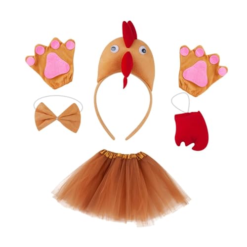 kowaku Huhn Tier Kostüm 5 Teile/Satz Niedlichen Tüllrock für Party Cosplay Prop Mädchen, Braun von kowaku