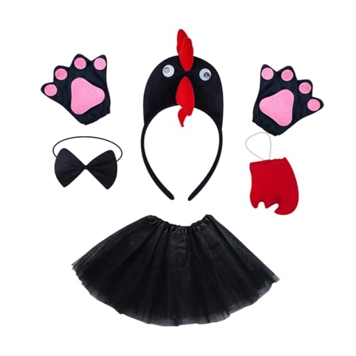 kowaku Huhn Tier Kostüm 5 Teile/Satz Niedlichen Tüllrock für Party Cosplay Prop Mädchen, Schwarz von kowaku