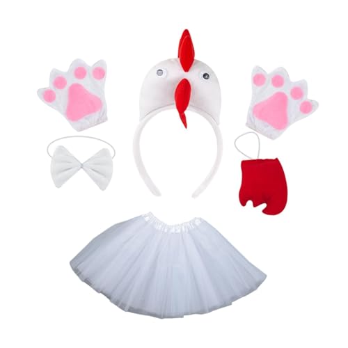 kowaku Huhn Tier Kostüm 5 Teile/Satz Niedlichen Tüllrock für Party Cosplay Prop Mädchen, Weiß von kowaku