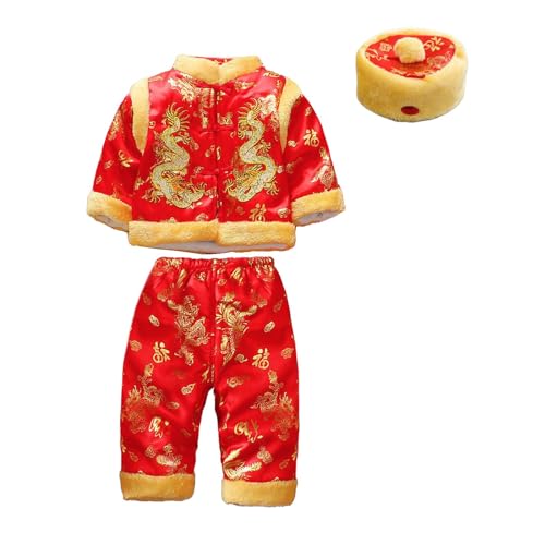 kowaku Junge Mädchen Tang-Anzug Babys im chinesischen Stil Anzüge Kostümzubehör Chinesisches Baby-Rot-Outfit für ganzmonatige Feier Weihnachten, 60 bis 66 cm von kowaku