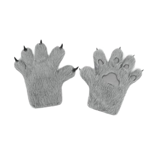 kowaku Katzenkrallen-Handschuhe, Hände, Krallen, Kätzchenpfoten-Handschuhe für Club, Karneval, Festival, Party, Grau von kowaku