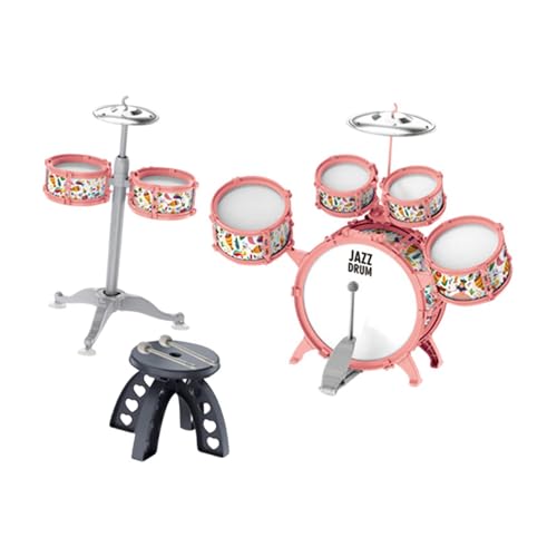 kowaku Kinder-Trommelset-Spielzeug mit Hocker und Trommelstock, Kleinkinder-Musikspielset, Entwicklungsspielzeug für den Kindergarten, Rosa kowaku Kinder-Trommelset-Spielzeug mit Hocker und Trommelstock, Kleinkinder-Musikspielset, Entwicklungsspielzeug für den Kindergarten, Rosa von kowaku