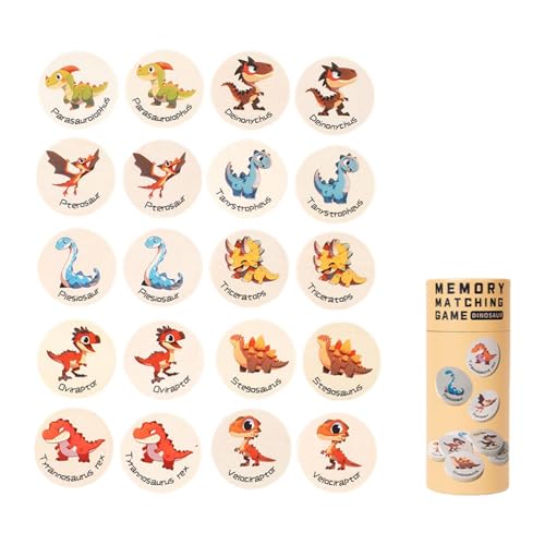 kowaku Memory-Spiel Lernspielzeug mit runden Holzkarten Passende Spielzeuge zum Geburtstag, Dinosaurier-Muster kowaku Memory-Spiel Lernspielzeug mit runden Holzkarten Passende Spielzeuge zum Geburtstag, Dinosaurier-Muster von kowaku
