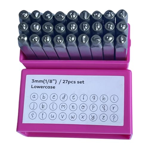 kowaku Metall -Stempel -Set Stahlmarken, Profi, Portale, Schmuck 3 mm für Holzhand -Stempelprojekte Lederschmuck herstellen, Rosa Kleinbuchstaben von kowaku