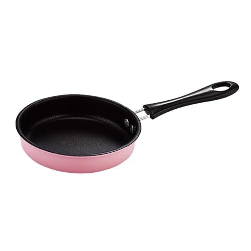 kowaku Mini-Pfanne, Rollenspiel-Kochgeschirr, Antihaft-Pfanne mit langem Griff, Mini-Kochutensilien aus Metall, kleine Pfanne für Jungen und Mädchen, Rosa Stahlpfanne von kowaku