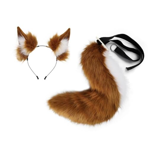 kowaku Ohren und Schwanz Set Geschenk Niedliches Tier Stirnband für Halloween Performance Karneval, Dunkelbraun kowaku Ohren und Schwanz Set Geschenk Niedliches Tier Stirnband für Halloween Performance Karneval, Dunkelbraun von kowaku