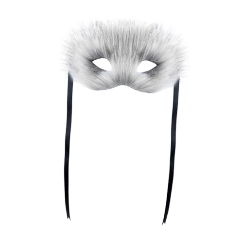 kowaku Pelzfuchs Gesichtsmaske Foto -Requisite Gesichtsmaske für Kostümkleid Maskerade Ostern Frauen, Grau von kowaku