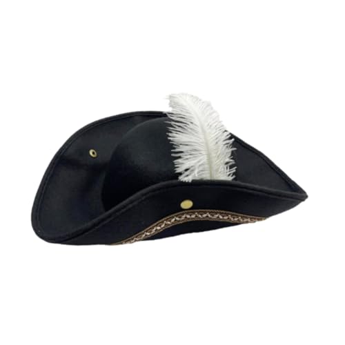 kowaku Piratenhut mit Feder, Mehrzweck-Vintage-Neuheit, Dreispitz-Hut für Maskerade, Halloween, Piraten-Mottoparty kowaku Piratenhut mit Feder, Mehrzweck-Vintage-Neuheit, Dreispitz-Hut für Maskerade, Halloween, Piraten-Mottoparty von kowaku