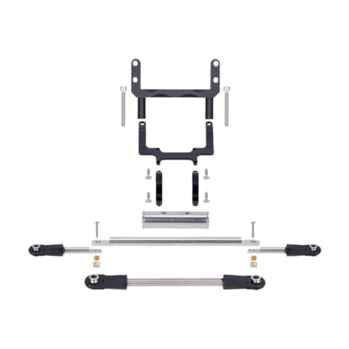 kowaku RC Car Servo Bracket Repair Kit Easy Installation High Precision Servo Mount mit Lenkverbindungsstange RC -Autozubehör, Schwarz von kowaku