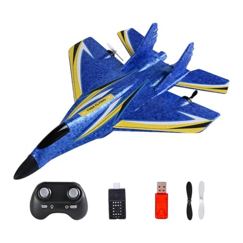kowaku RC -Flugzeugflugzeug Spielzeug RC Fighter Fernbedienung Flugzeug für Jungen Kinder Anfänger Erwachsene, Blaue Einzelbatterie von kowaku