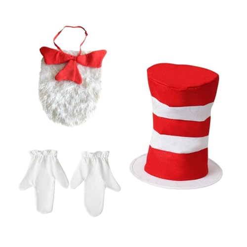 kowaku Red White Striped Hat Top Hat Kostüm Set für die Festival -Bühnenshow Halloween von kowaku