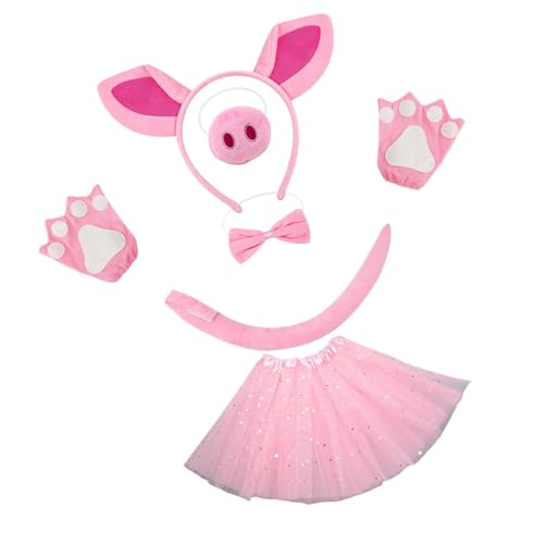 kowaku Schwein-Kostüm-Outfit-Handschuhe für Bühnenshows, Anziehpartys, Halloween, Rosa Sternrock kowaku Schwein-Kostüm-Outfit-Handschuhe für Bühnenshows, Anziehpartys, Halloween, Rosa Sternrock von kowaku
