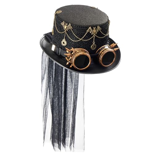 kowaku Steampunk-Zylinder für Erwachsene, Kopfbedeckung für Rollenspiele, Cosplay, Anziehsachen, Schwarz von kowaku