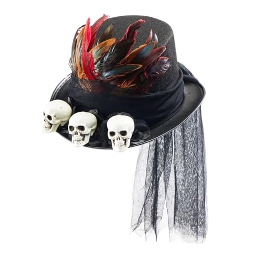 kowaku Steampunk Zylinderhut Herren Damen Federn Totenkopf Kostüm Vintage Piraten Verkleidung Bühnenauftritt Accessoire Kopfschmuck kowaku Steampunk Zylinderhut Herren Damen Federn Totenkopf Kostüm Vintage Piraten Verkleidung Bühnenauftritt Accessoire Kopfschmuck von kowaku