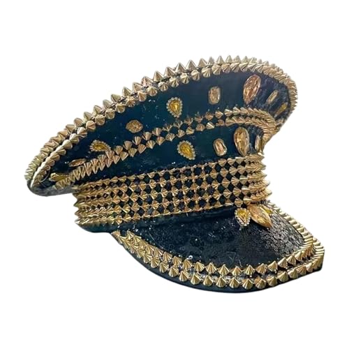 kowaku Strasshut Erwachsene Navy Hut für Dress Cosplay Tanzparty, Schwarzes Gold kowaku Strasshut Erwachsene Navy Hut für Dress Cosplay Tanzparty, Schwarzes Gold von kowaku