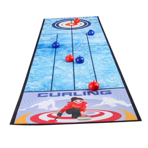 kowaku Tisch-Curlingspiel, Shuffleboard-Spielset für Kinder und Erwachsene, kompakte Aufbewahrung, Familienpartyspiel für den Spieleabend im Innenbereich, Curlingmatte von kowaku