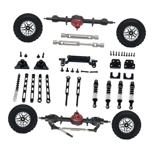 kowaku Vorne und hinten Portalachse DIY Kit RC-Autozubehör Robuste Stoßdämpfer mit Einstellbarer Härte 1/12 RC-Auto-Upgrade-Teile für 82 LC79, Schwarz von kowaku