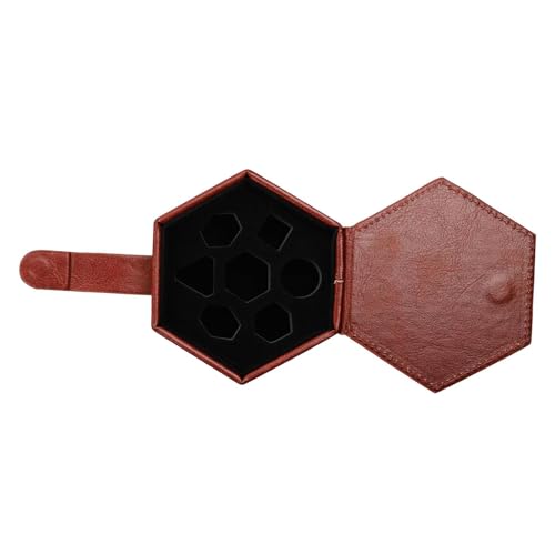 kowaku Würfel-Organizer-Halter, Würfelhalter-Box, Hex-Würfelbox, Würfel-Aufbewahrungskoffer für Reisen, Rollenspiele, Tischspiele, Dunkelbraun von kowaku