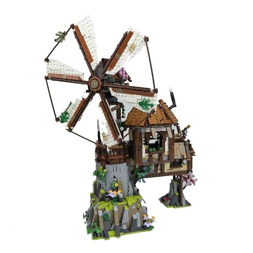 kowkis Mittelalterliche Windmühle Architektur Dorf Schloss Set, 2086 Teile Stadt Windmühle Haus Spielzeug, Baumodell und Geschenk für Erwachsene von kowkis