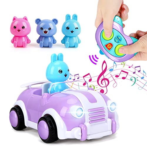 kramow Spielzeug 2 3 Jahre Mädchen, Ferngesteuertes Auto, Spielzeug für Baby Kinder Kleinkind Mädchen Jungen, Lichtern und Musik, Geschenk von kramow