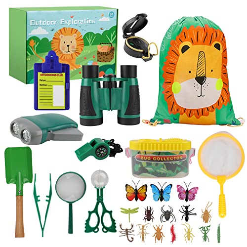 kramow Forscherset für Kinder ab 4, Outdoor Spielzeug 27 Stück, Outdoor Spiele Geschenke für Junge Mädchen ab 5 6 7 8, Fernglas Kinder, Lupenglas, Insekten Fanggerät, Erkundungsspielzeug kramow Forscherset für Kinder ab 4, Outdoor Spielzeug 27 Stück, Outdoor Spiele Geschenke für Junge Mädchen ab 5 6 7 8, Fernglas Kinder, Lupenglas, Insekten Fanggerät, Erkundungsspielzeug von kramow