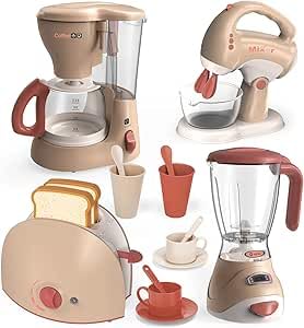 kramow Kinder Küche Spiel Set, Rollenspiel Küchengerät Spielzeug Küchenzubehör Set mit Kaffeemaschine, Mixer, Mixer, Toaster Pretend Küche pädagogisches Spielzeug für Kinder 3+ kramow Kinder Küche Spiel Set, Rollenspiel Küchengerät Spielzeug Küchenzubehör Set mit Kaffeemaschine, Mixer, Mixer, Toaster Pretend Küche pädagogisches Spielzeug für Kinder 3+ von kramow
