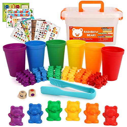 kramow Montessori Spielzeug Sortieren 3 4 5 6 7 8 Jahren, Farben Lernen, Sortierspiel Kinder, Lernspielzeug Pädagogisches Spielzeug Geschenk für Mädchen Jungen, 82 Stück von kramow
