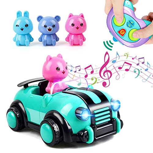 kramow Spielzeug 2 3 Jahre Mädchen, Ferngesteuertes Auto, Spielzeug für Baby Kinder Kleinkind Mädchen Jungen, Lichtern und Musik, Geschenk von kramow