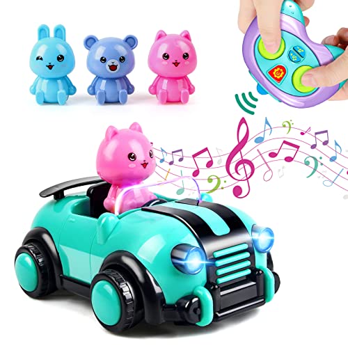 kramow Spielzeug 2 3 Jahre Mädchen, Ferngesteuertes Auto, Spielzeug für Baby Kinder Kleinkind Mädchen Jungen, Lichtern und Musik, Geschenk von kramow
