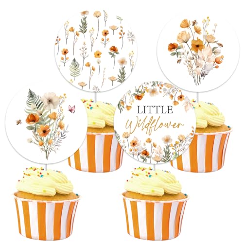 kreat4joy 36pcs Boho Mädchen Wildblumen Tasse Kuchen Hüte, kleine Wildblumen Baby-Badezubehör, Blumen-Themen Baby-Badezubehör von kreat4joy