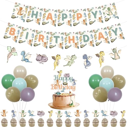 kreat4joy Drachen Geburtstag Party Dekorationen, Drachen Banner Girlande Kuchen Cupcake Toppers Luftballons Magische Ausschnitte für Junge Mädchen Drachen Baby Shower Geburtstag Dekorationen kreat4joy Drachen Geburtstag Party Dekorationen, Drachen Banner Girlande Kuchen Cupcake Toppers Luftballons Magische Ausschnitte für Junge Mädchen Drachen Baby Shower Geburtstag Dekorationen von kreat4joy