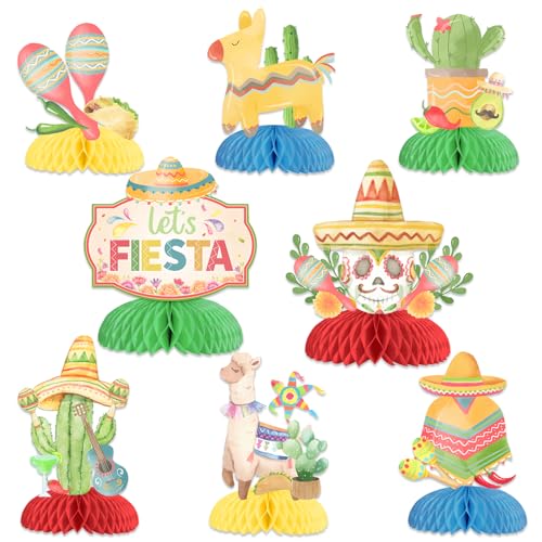 kreat4joy Fiesta-Waben-Mittelstück-Dekorationen, mexikanische Fiesta-Party-Dekorationen, Tischdekoration für mexikanische Themen, Cinco de Mayo, Tisch-Party-Dekorationen, 8 Stück von kreat4joy