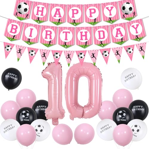 kreat4joy Fußball 10 Geburtstag Dekorationen Mädchen, Rosa Fußball Happy Birthday Banner Wimpelkette, Schwarz Weiß Go Team Luftballons Rosa Nummer 10 Folienballon für 10 Jahre Alt Mädchen Sport Thema kreat4joy Fußball 10 Geburtstag Dekorationen Mädchen, Rosa Fußball Happy Birthday Banner Wimpelkette, Schwarz Weiß Go Team Luftballons Rosa Nummer 10 Folienballon für 10 Jahre Alt Mädchen Sport Thema von kreat4joy