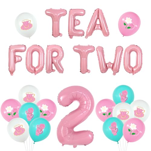 kreat4joy Tea for Two Birthday Decorations, 2. Geburtstag Dekorationen für Mädchen, Tea Party Ballonbanner, 81,3 cm pinker 2 Ballon, 18 Stück Latexballons, Rosa, Geburtstag (Teeparty) kreat4joy Tea for Two Birthday Decorations, 2. Geburtstag Dekorationen für Mädchen, Tea Party Ballonbanner, 81,3 cm pinker 2 Ballon, 18 Stück Latexballons, Rosa, Geburtstag (Teeparty) von kreat4joy