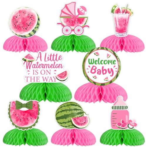kreat4joy Wassermelonen-Dekorationen für Babypartys, Mädchen, 8 Stück, "A Little Watermelon Is On The Way", Waben-Mittelstücke für Sommer, Obst, Willkommens-Babyparty, Geschlechtsoffenbarung, kreat4joy Wassermelonen-Dekorationen für Babypartys, Mädchen, 8 Stück, "A Little Watermelon Is On The Way", Waben-Mittelstücke für Sommer, Obst, Willkommens-Babyparty, Geschlechtsoffenbarung, von kreat4joy