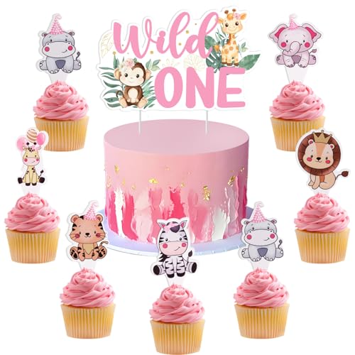 kreat4joy Wild One 1. Geburtstag Dekorationen für Mädchen, Wild One Birthday Cake Topper 24 Stück Dschungel Safari Tier Cupcake Topper für ein Jahr alte Mädchen Rosa Safari erster Geburtstag Party kreat4joy Wild One 1. Geburtstag Dekorationen für Mädchen, Wild One Birthday Cake Topper 24 Stück Dschungel Safari Tier Cupcake Topper für ein Jahr alte Mädchen Rosa Safari erster Geburtstag Party von kreat4joy