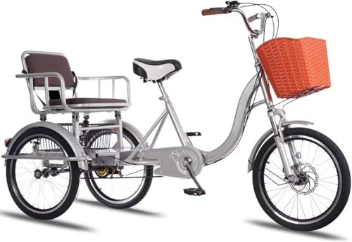 Adult Tricycle with Pedals, 3-Wheel Bicycle for Seniors, Tandem Trike Featuring Back Seat, Dual Brakes, and Hydraulic Front Fork Smooth Rides von ksxnkhk