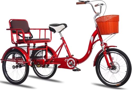 Adult Tricycle with Pedals, Large Rickshaw Design, Tandem Back Seat, Dual Brakes & Hydraulic Front Fork for Seniors Adults, Stable Ride Leisure Commuting von ksxnkhk