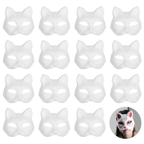 15 Stück DIY Blanko Katzenmaske Fuchs Katzen Weiße Papiermaske Japanischer Stil Anime Halbgesicht Katzenmaske für DIY Bemalte Masken Handbemalte Masken Geeignet für Karneval Maskerade Halloween 15 Stück DIY Blanko Katzenmaske Fuchs Katzen Weiße Papiermaske Japanischer Stil Anime Halbgesicht Katzenmaske für DIY Bemalte Masken Handbemalte Masken Geeignet für Karneval Maskerade Halloween von ktxaby
