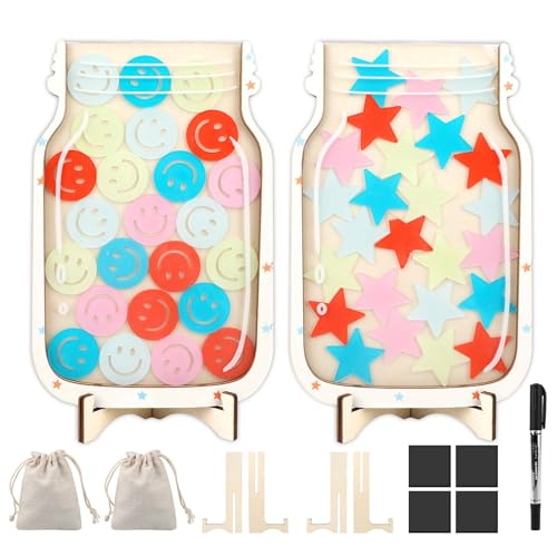 Ktxaby 2 Stücke Magnetische Belohnungsglas für Kinder aus Holz mit 25 Sternen und 25 Smileys Belohnungssystem geeignet für Zuhause und Schule Ktxaby 2 Stücke Magnetische Belohnungsglas für Kinder aus Holz mit 25 Sternen und 25 Smileys Belohnungssystem geeignet für Zuhause und Schule von ktxaby