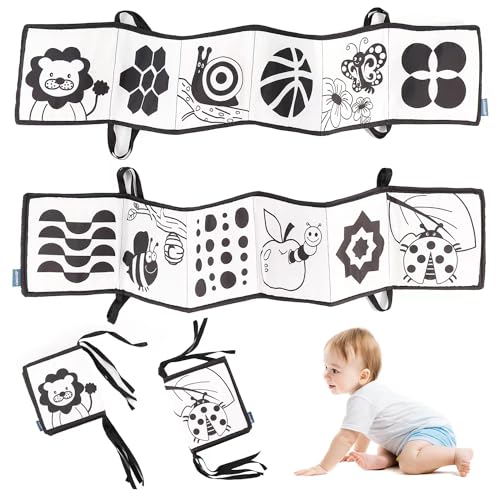 ktxaby Baby Visuelle Stimulation Flash Cards, Schwarz-Weiß-Kontrast-Babykarten, 0-3 Monate Neugeborene sensorische und Gehirnentwicklungs-Spielzeuge zur Förderung der Gehirnentwicklung von ktxaby