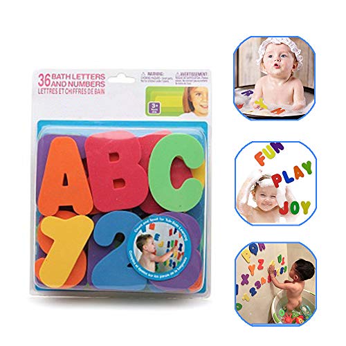 kuaetily Buchstaben Spielzeug, Badpielzeug,36 Buchstaben des Alphabets und Zahlen, Schwimmende Blasen Zahlen und Buchstaben Spielzeug Für Kinder von kuaetily