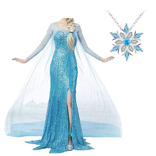 kuisen Schneekönigin-Prinzessinnenkleid für Damen, Erwachsene, Kostümparty, Halloween, Cosplay-Kostüm, Blau, 3XL kuisen Schneekönigin-Prinzessinnenkleid für Damen, Erwachsene, Kostümparty, Halloween, Cosplay-Kostüm, Blau, 3XL von kuisen